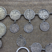 Amazing Antique Love Token Collection with 29 Engraved Tokens, One Engraved Connector and Sterling Links