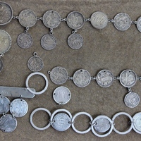 Amazing Antique Love Token Collection with 29 Engraved Tokens, One Engraved Connector and Sterling Links