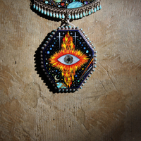This One Truth Necklace with AMAZING Sterling Gemstone Inlay Pendant & Necklace with God's Eye, Planets, Moons & Stars