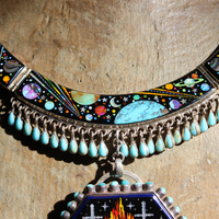 This One Truth Necklace with AMAZING Sterling Gemstone Inlay Pendant & Necklace with God's Eye, Planets, Moons & Stars