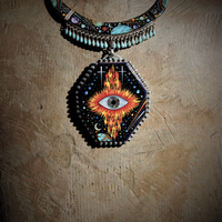 This One Truth Necklace with AMAZING Sterling Gemstone Inlay Pendant & Necklace with God's Eye, Planets, Moons & Stars