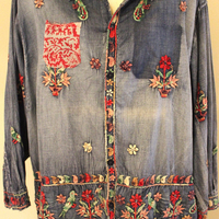 Magnolia Pearl Embroidered Sanforized Denim Shirt - long retired and rare!