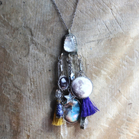 SOLD to J Peace in Your Soul Necklace with Pillars of Creation Pendant, Moon Orbs, Faceted Rock Quartz, Tiny Eye of God and Much More!