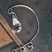 Sterling Ear Cuff & Single Sterling Earring Set with Sterling Crosses,Sacred Heart under Glass Drop,Faceted Rock Crystal Drops & More!