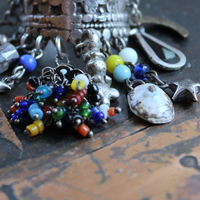 NEW! Be Like that to Me Ring with Antique Kuchi Gypsy Finding,Sterling Band,Sterling Moon,Star,Tiny Clear Rock Crystal Point & More!