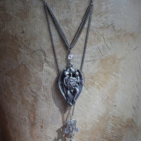 Sold to E - Final Payment The Pure Strength of Faith Necklace w/Antique French Medals,Intricate Vintage Collar Findings,Antique Faceted Heart,Orb and Tear Drop