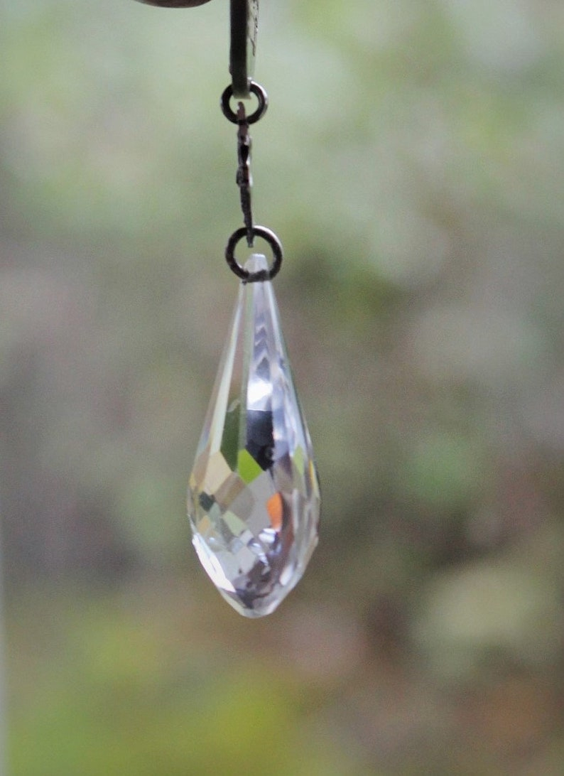 Mother Mary Necklace w/Antique Etched Rock Crystal Beads,Rare Sculptural Marian Medal,Antique Sterling Marcasite Connector,Faceted Glass Drop
