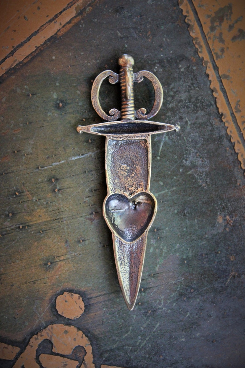 Custom Cast Bronze Pierced Heart & Sword Medal - For your Own Sacred Creations!