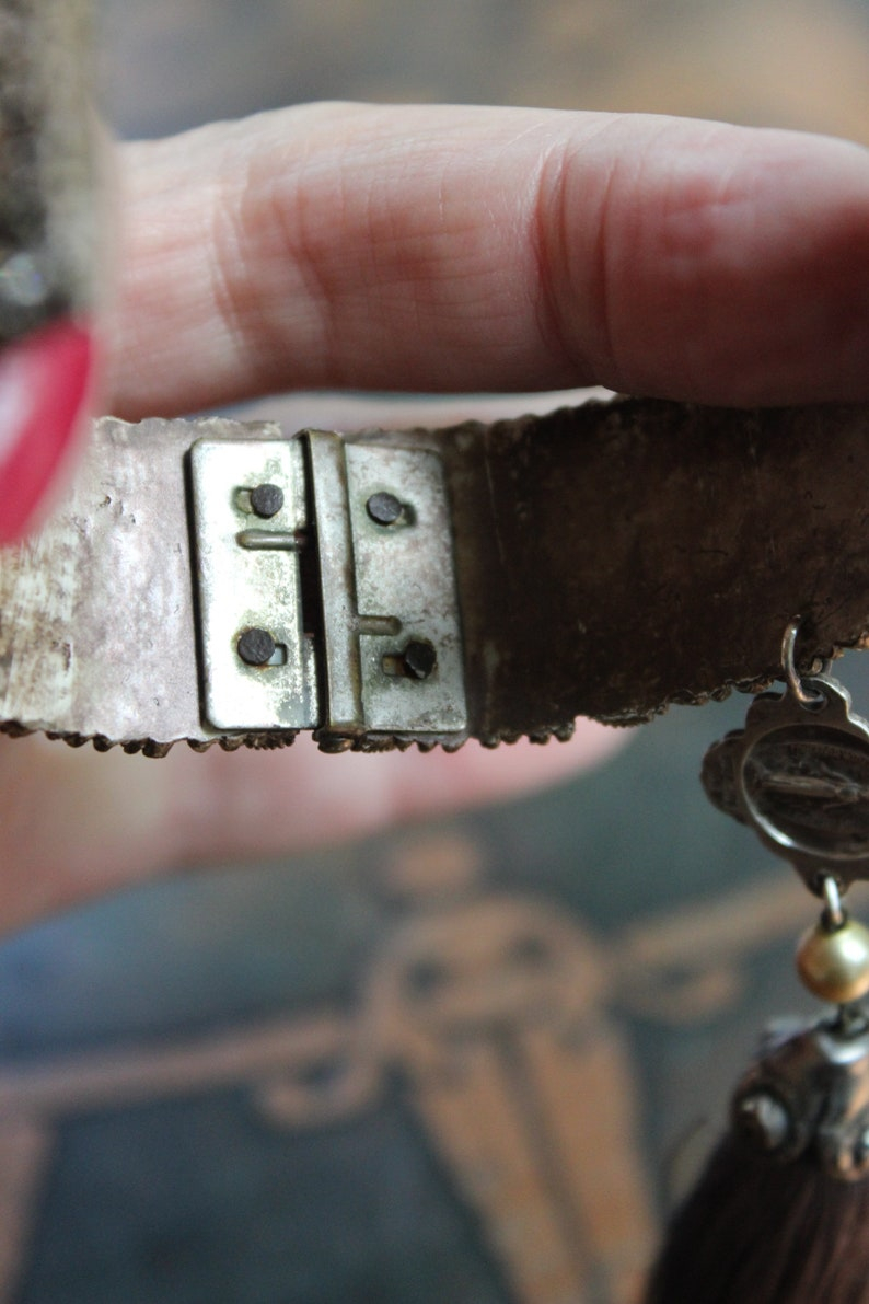 Hand Painted Antique Carved Rose Celluloid Bracelet w/Antique Sterling Rose Connector,Antique Sterling Rose Capped Silk Tassel