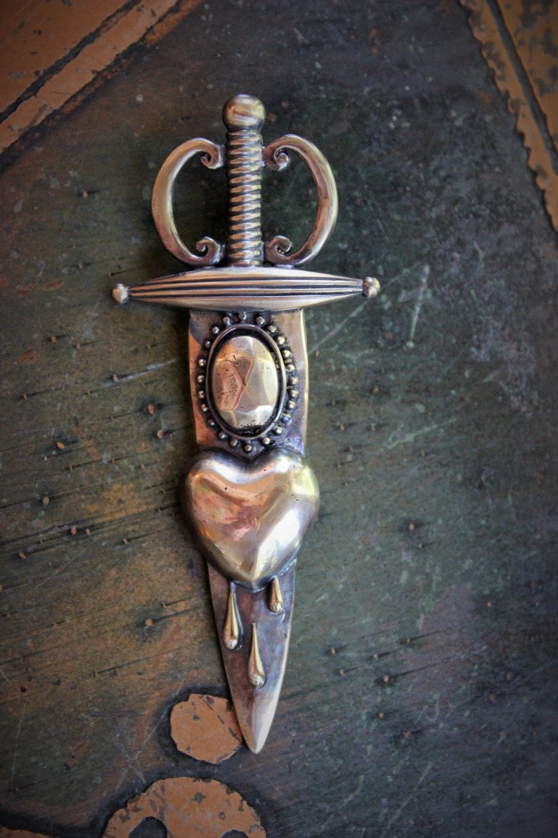 Custom Cast Bronze Pierced Heart & Sword Medal - For your Own Sacred Creations!