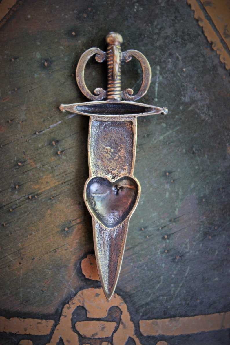 Custom Cast Bronze Pierced Heart & Sword Medal - For your Own Sacred Creations!