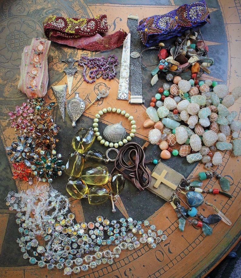 Jewelry Compilation w/Faceted Dark Citrine Topaz,Crocheted Stones,Pointed Beck AB Crystals,Oil Vessel,Sterling Mesh Bracelet+ MORE!