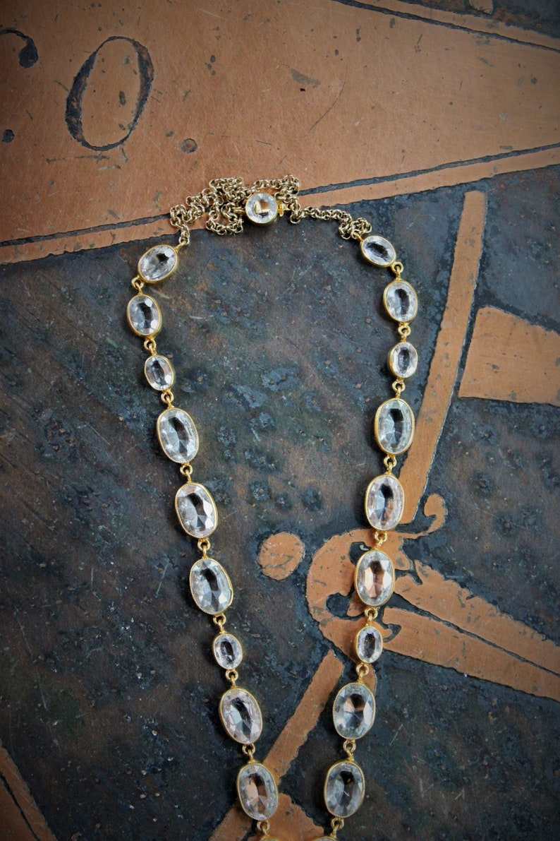 Still Standing Necklace w/RARE Antique French Jeanne D'Arc Broche Medal,Antique Gilt Faceted Crystal Chain,Antique Victorian Cross+More!