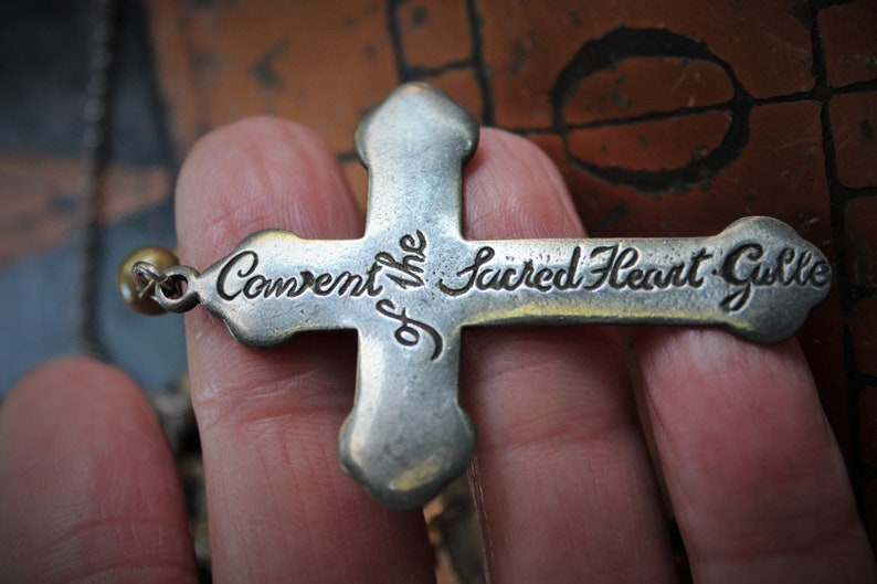 The Guardian Necklace w/Antique French Sterling Child Jesus Medal,1878 Virgin Medal,Rare Engraved Sodality Cross,Antique Child's Ring++