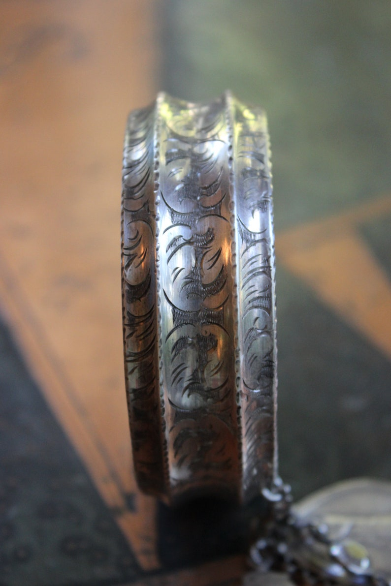 Set of 6 Antique Sterling Stacking Bangle Bracelets w/Rare Antique French Engraved Our Lady Medal,Antique Faceted Rock Crystal Tear Drop,Antique French Paste Connector & More!