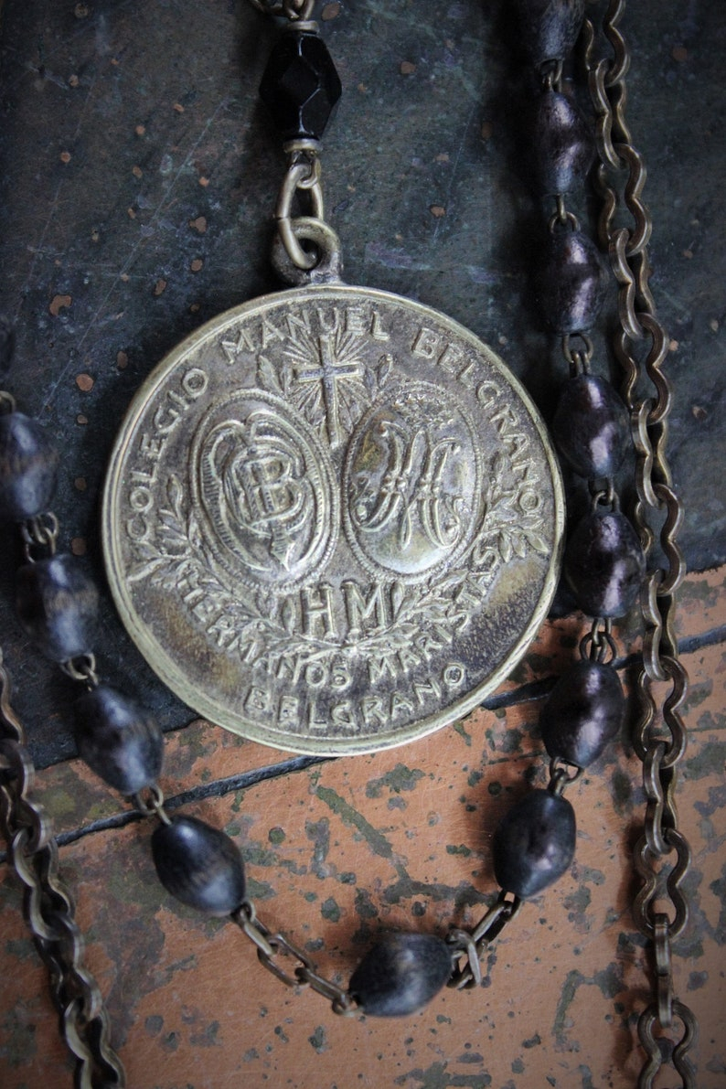 The Anaphora Necklace w/RARE Antique Sterling 18k Vermeil Engraved Maltese Cross & Crown of Thorns Eucharist Pyx,Antique Penin Medal+++