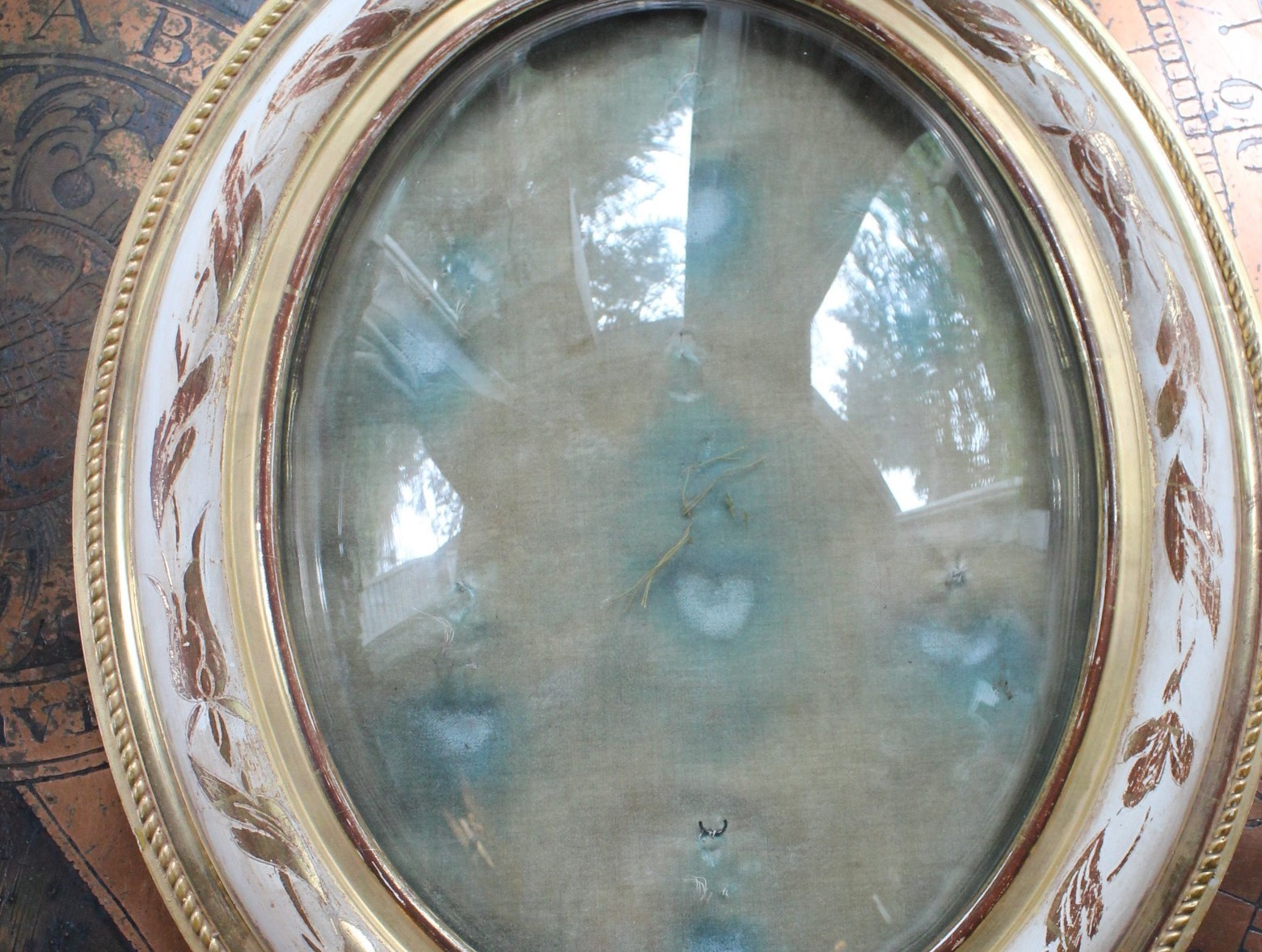  Antique French Domed Painted Gilt Display Frame