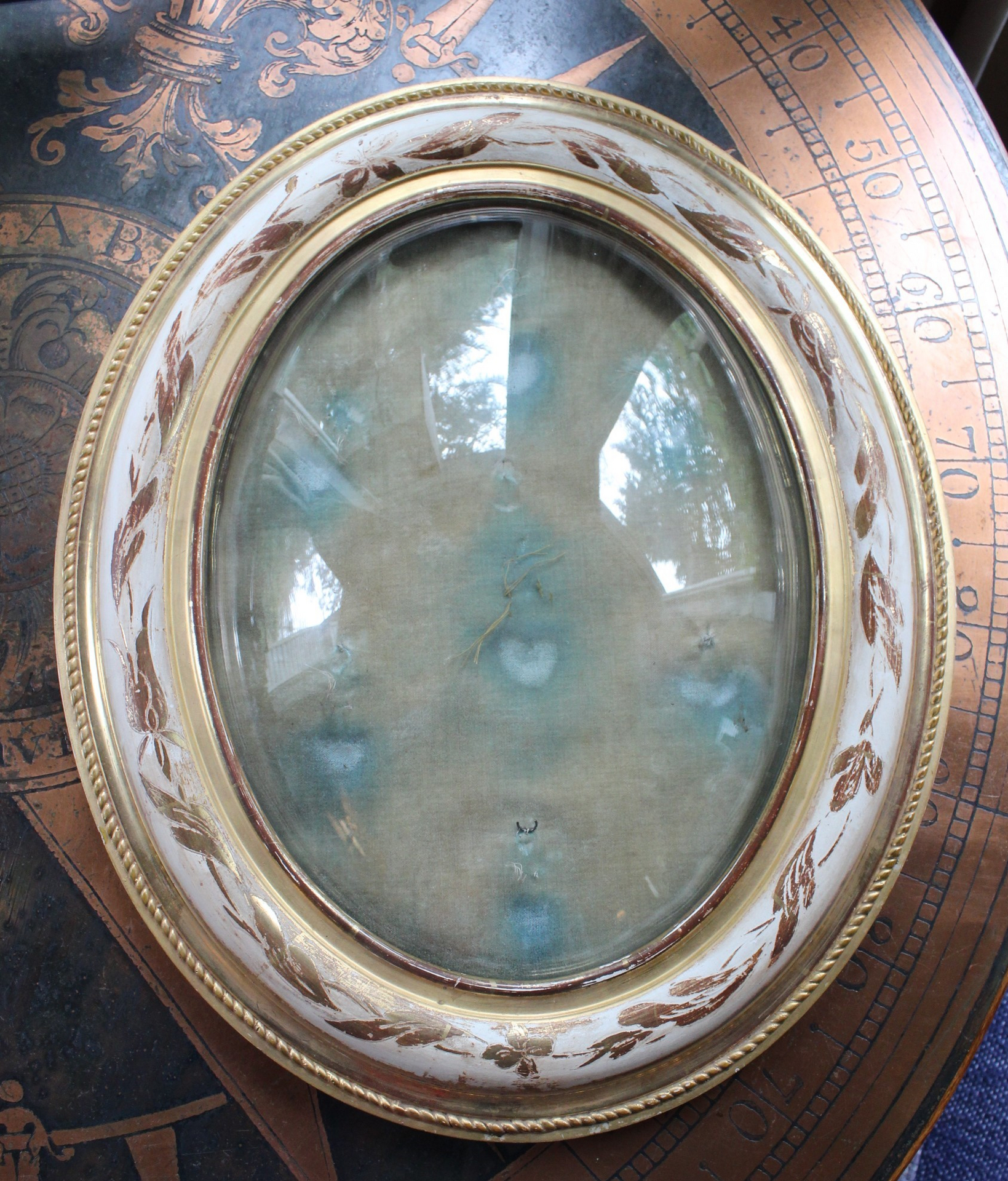  Antique French Domed Painted Gilt Display Frame