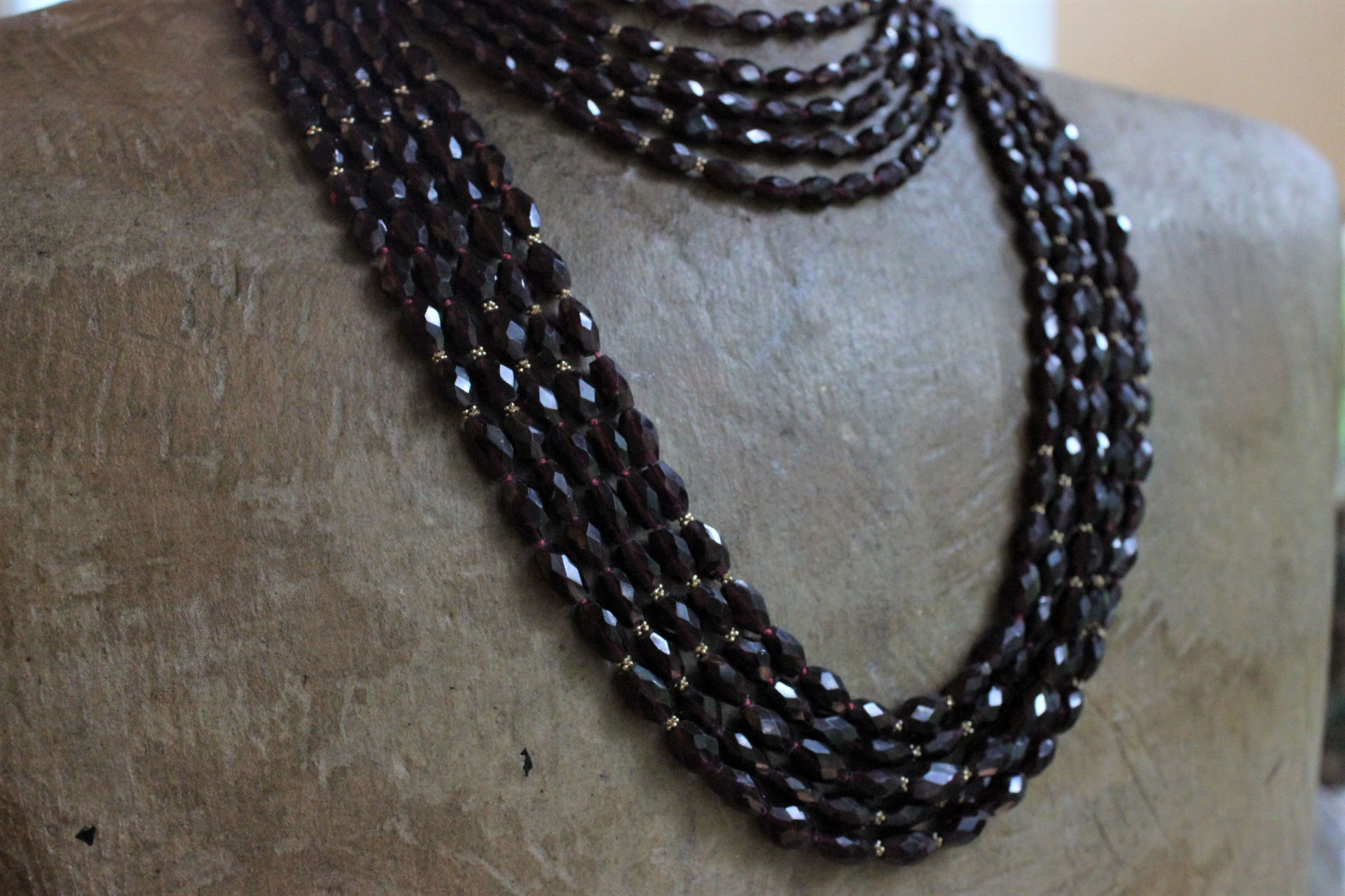 Incredible Faceted Pyrope Garnet Set with 2 Necklaces & 2 Bracelets, 14K Beads and Clasps