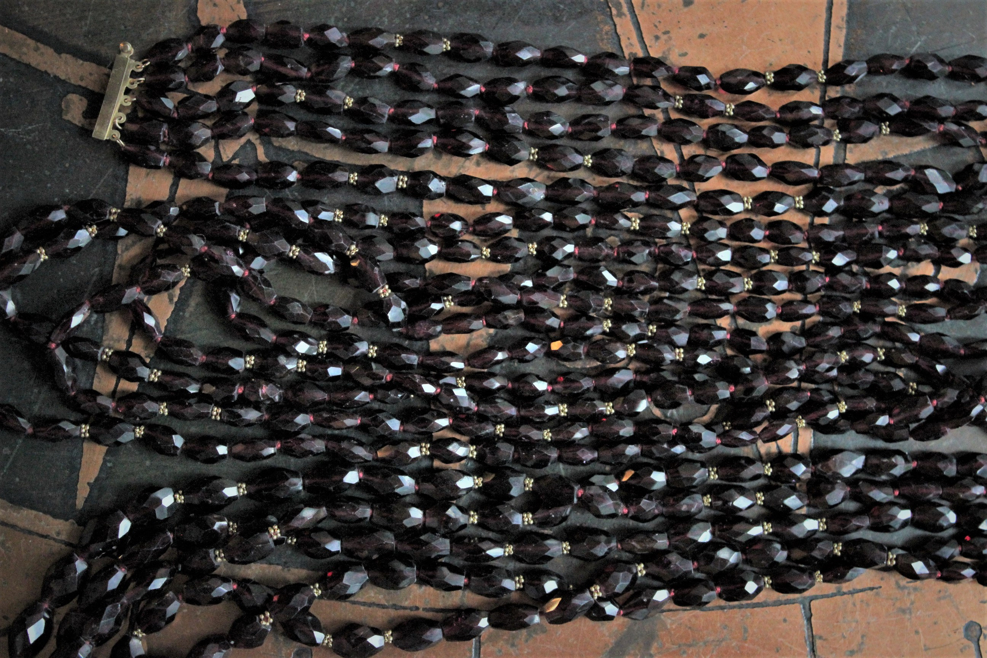 SOLD to J Incredible Faceted Pyrope Garnet Set with 2 Necklaces & 2 Bracelets, 14K Beads and Clasps