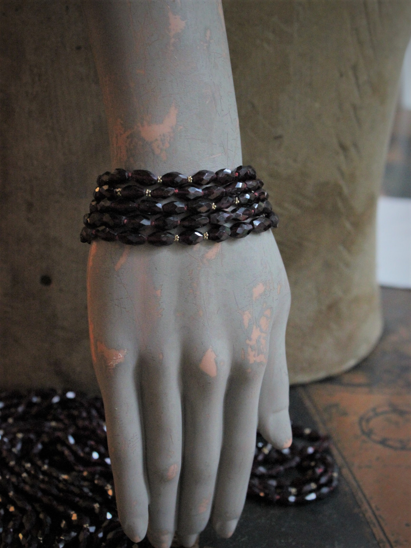 SOLD to J Incredible Faceted Pyrope Garnet Set with 2 Necklaces & 2 Bracelets, 14K Beads and Clasps