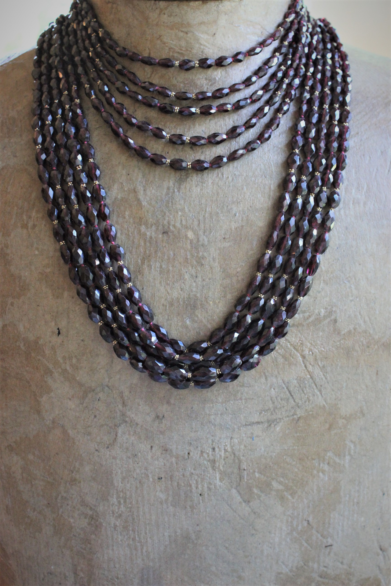 Incredible Faceted Pyrope Garnet Set with 2 Necklaces & 2 Bracelets, 14K Beads and Clasps