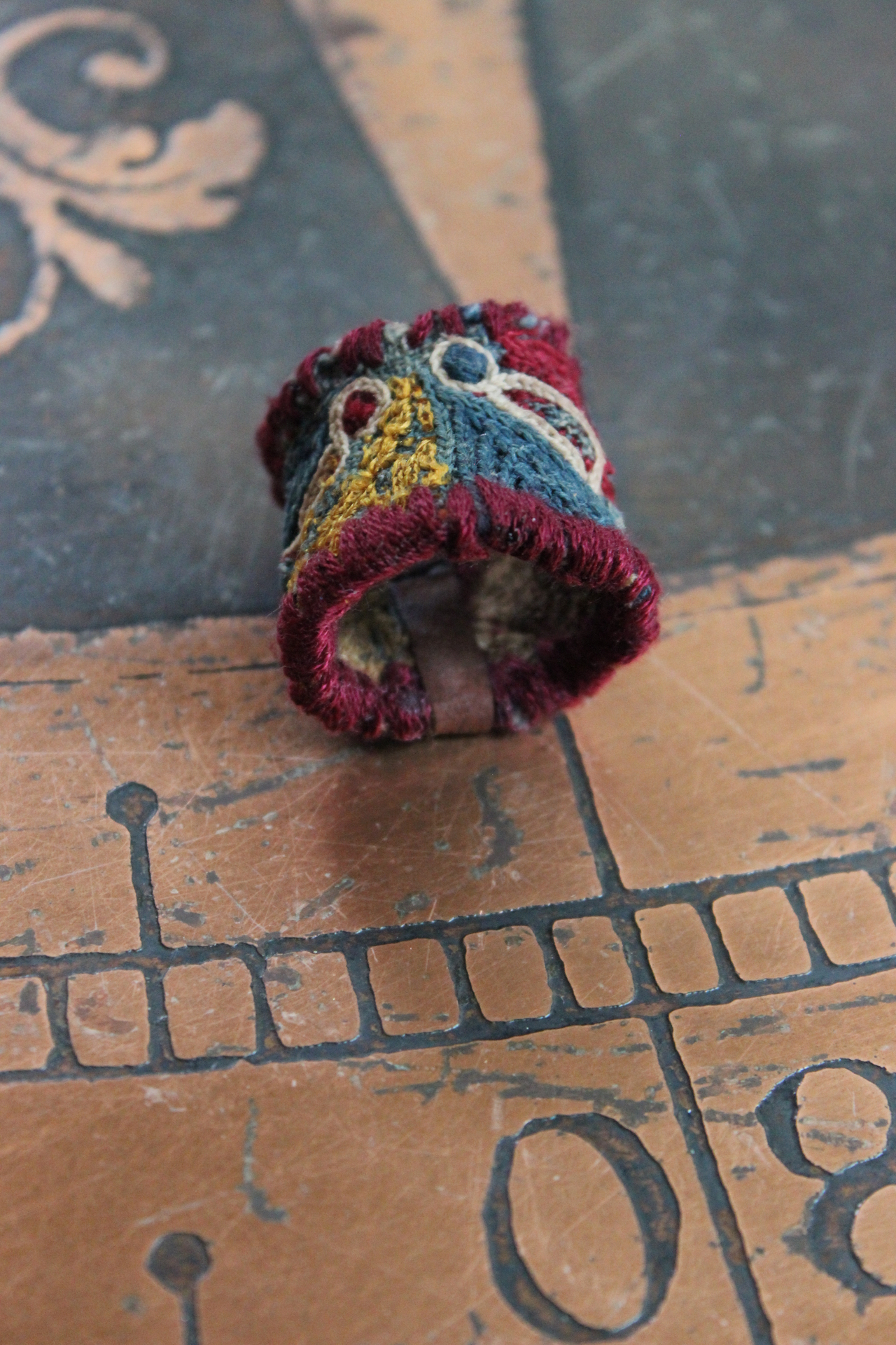 Antique Lambani Gypsy Textile Ring - Free with purchase of Matching Cuff Bracelet!