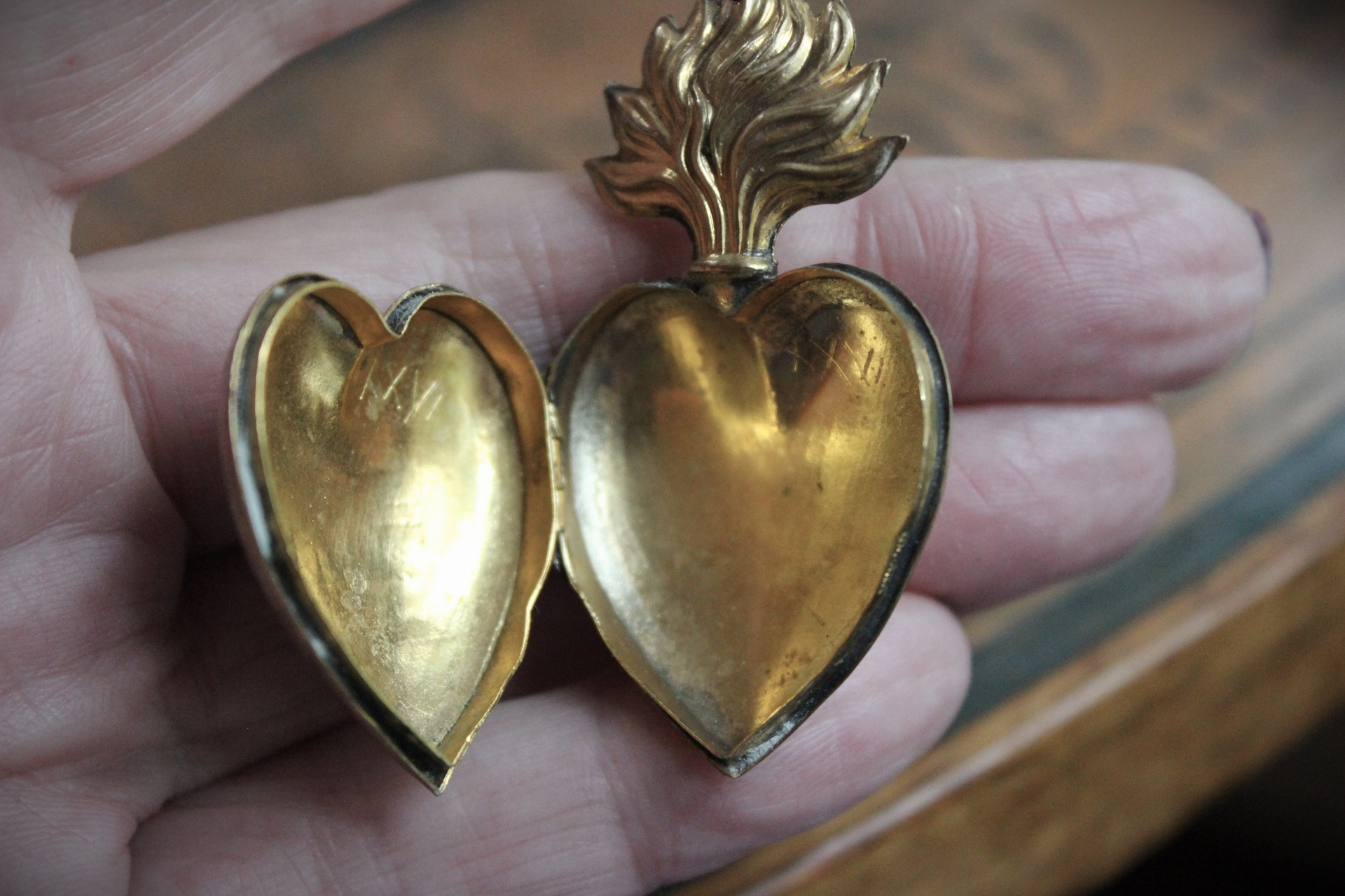 Asymmetrical Earrings with Petit Antique French Ex Voto Locket, Antique Engraved Witches Heart,Generations of Christ Finding & More!