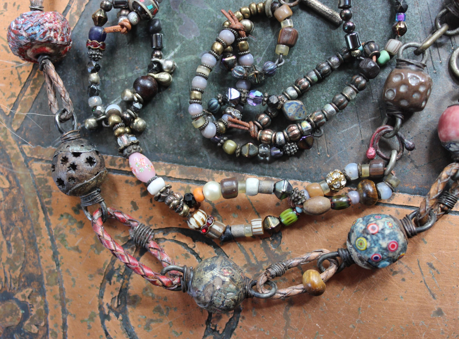 ON HOLD FOR P The Divine Lariat Necklace with Amazing Hand Made Beads, Antique Silver Coptic Cross, Sterling Toggle 