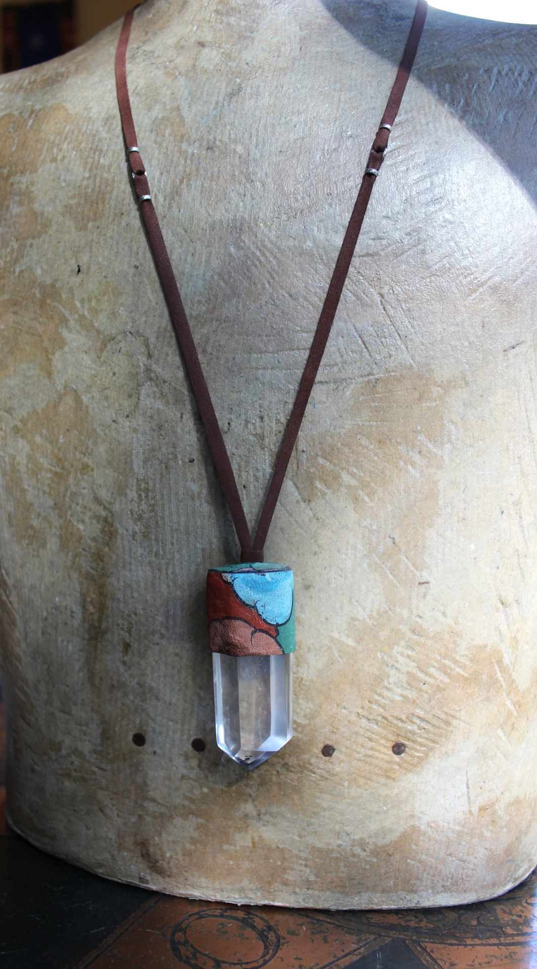 Invite Them In Necklace & Bracelet Set with Antique Hand Painted Thangka,Ghost Quartz Point Pendant,Carved Tourmaline Buddha,Foxtail Chain Tassel,Antique Buddha Medal & Much More!