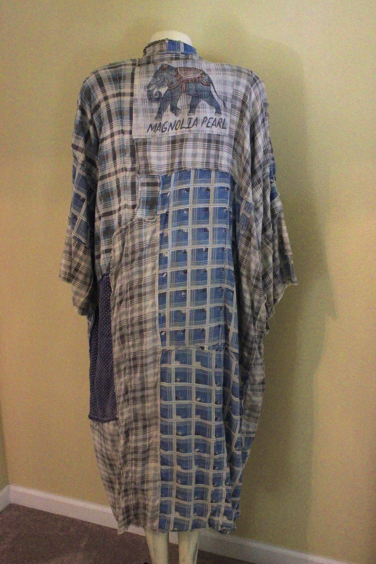 Magnolia Pearl Patchwork Cotton Bohemian Open Front Duster with Front Pockets 