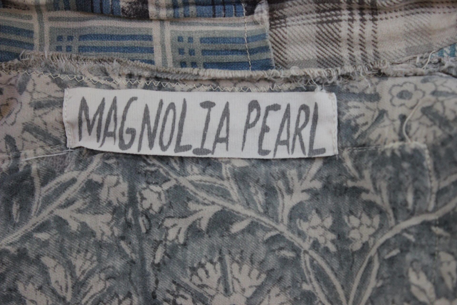 Magnolia Pearl Patchwork Cotton Bohemian Open Front Duster with Front Pockets 