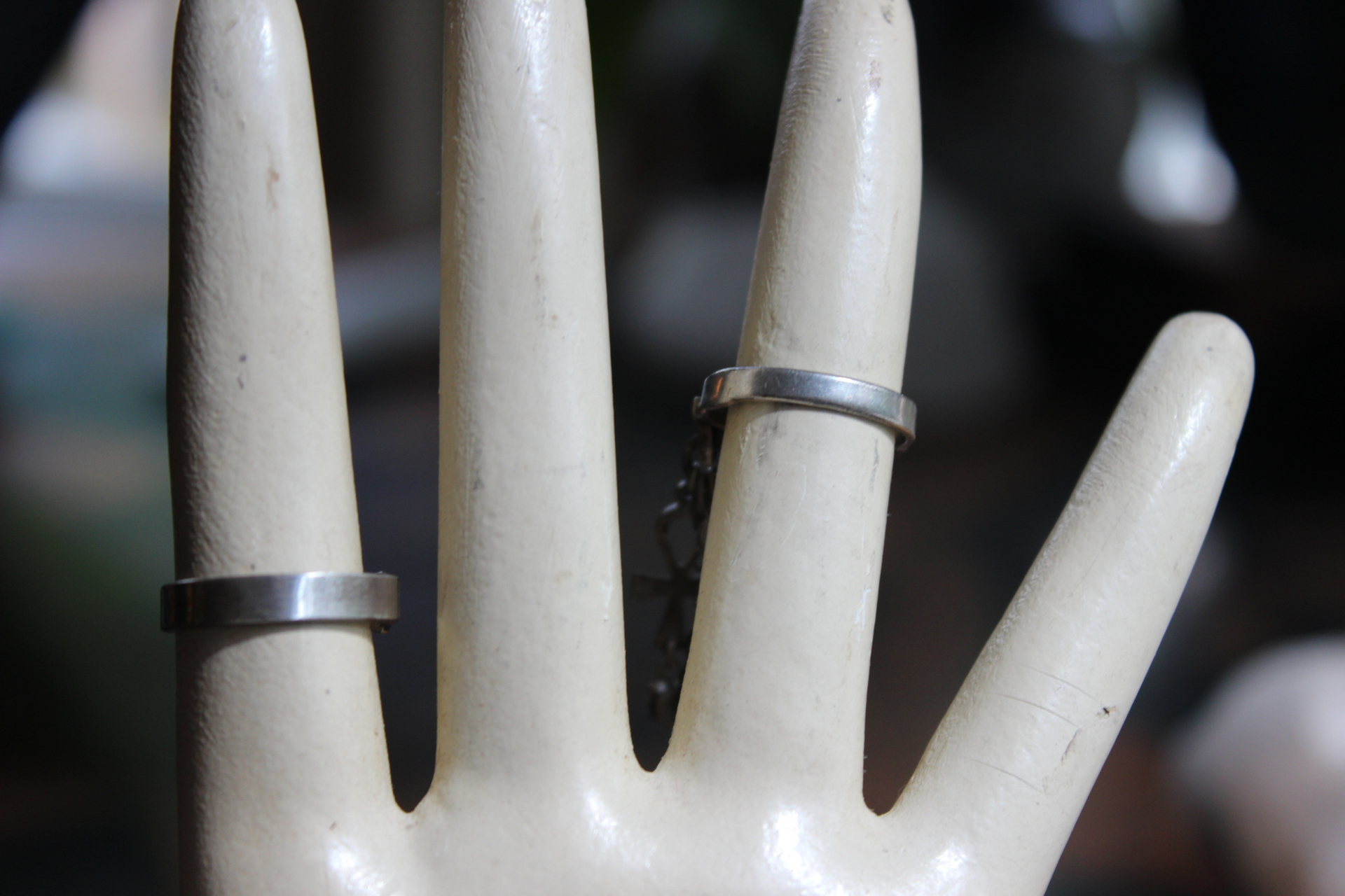 Antique Sterling Ankh Ring Set with Tiny Medals,Ankh Cross and Antique Faceted Prong Set Rock Crystals