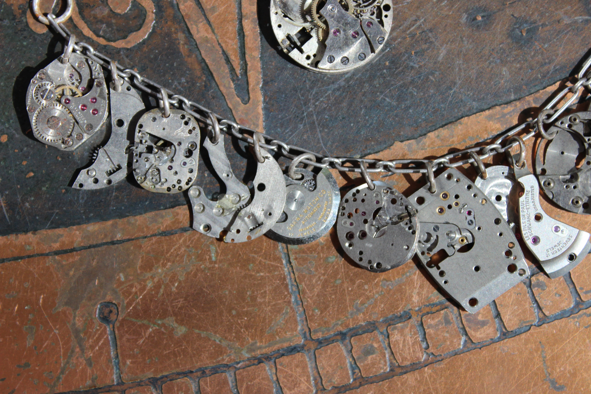 It is Time Bracelet & Earring Set with Antique Time Piece Findings, Antique Working Bucherer Mechanical Bubble Watch,Sterling Chain & Earring Wires