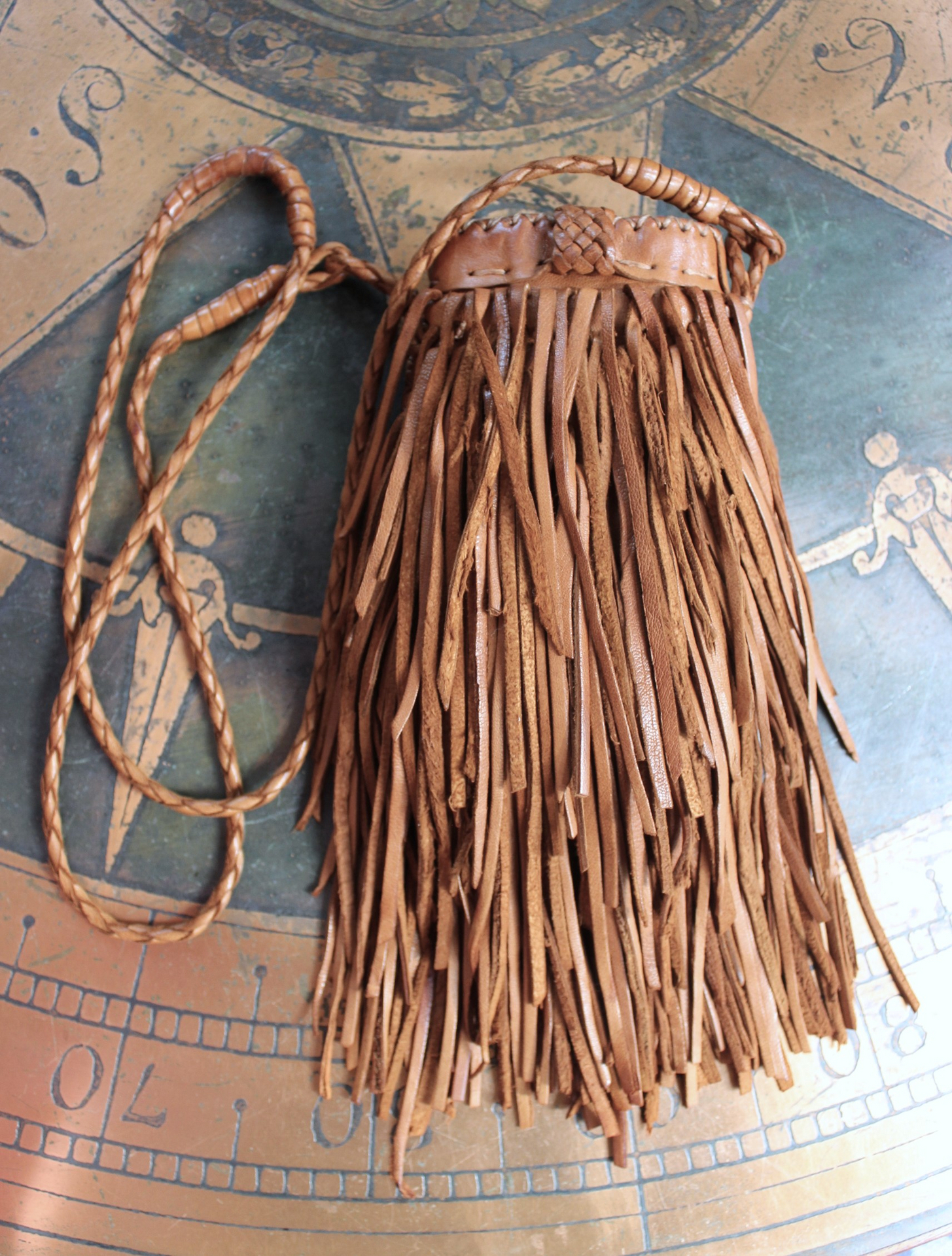 En Shalla Butter Soft Leather Cross Body Bag with Faceted Turquoise Drop,Glass Galaxy Orbs,Wire Wrapped Quartz & Feather