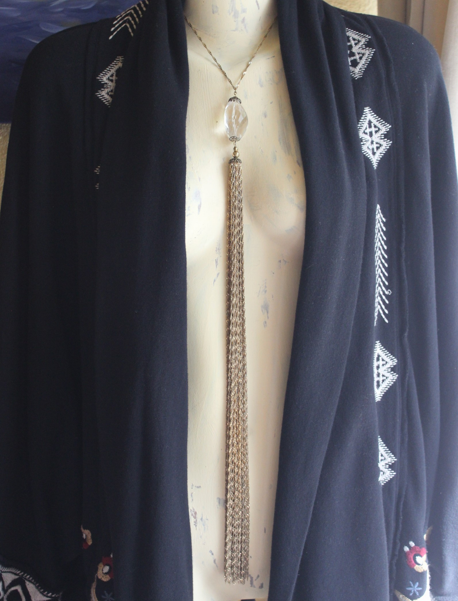 RESERVED FOR J It's your Light Necklace with Amazing Faceted Rock Quartz Crystal Stone and Long Multi Chain Tassel