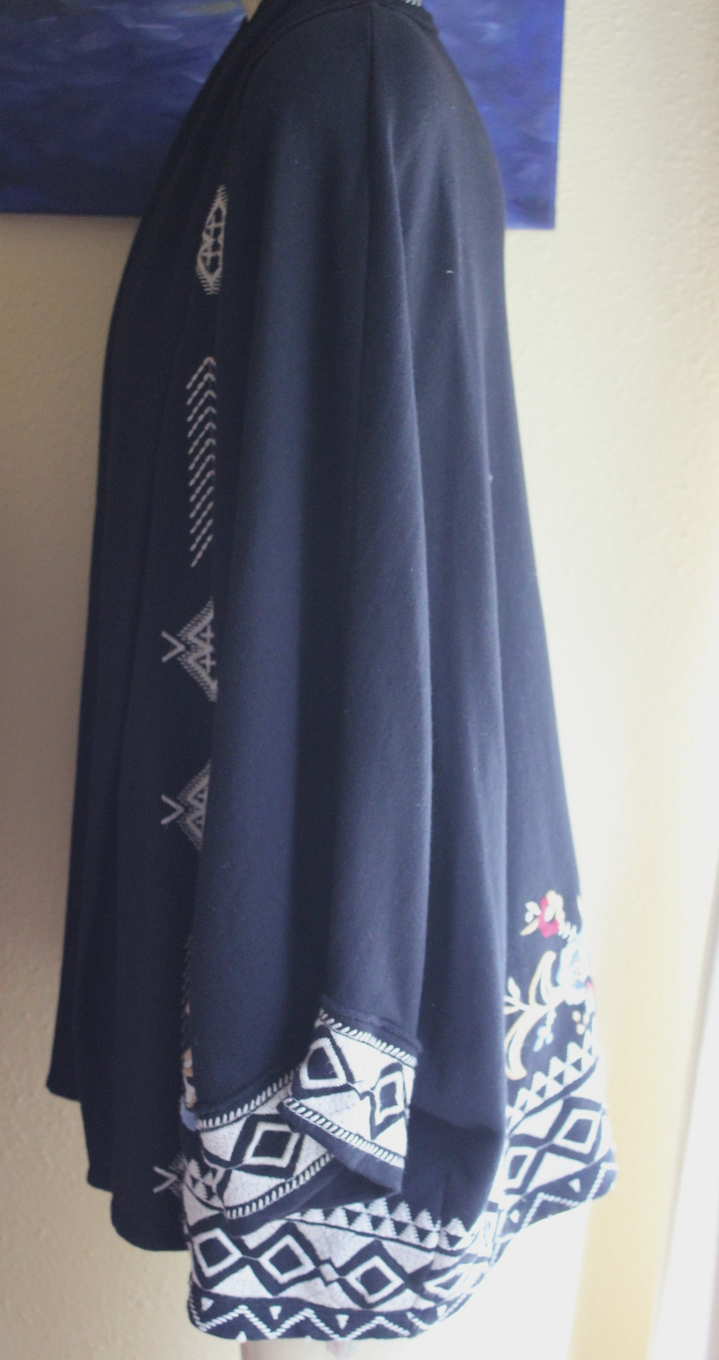 Vintage JWLA Johnny Was Open Front Jacket - Black with Embroidery,Front Slash Pockets and Kimono Sleeves