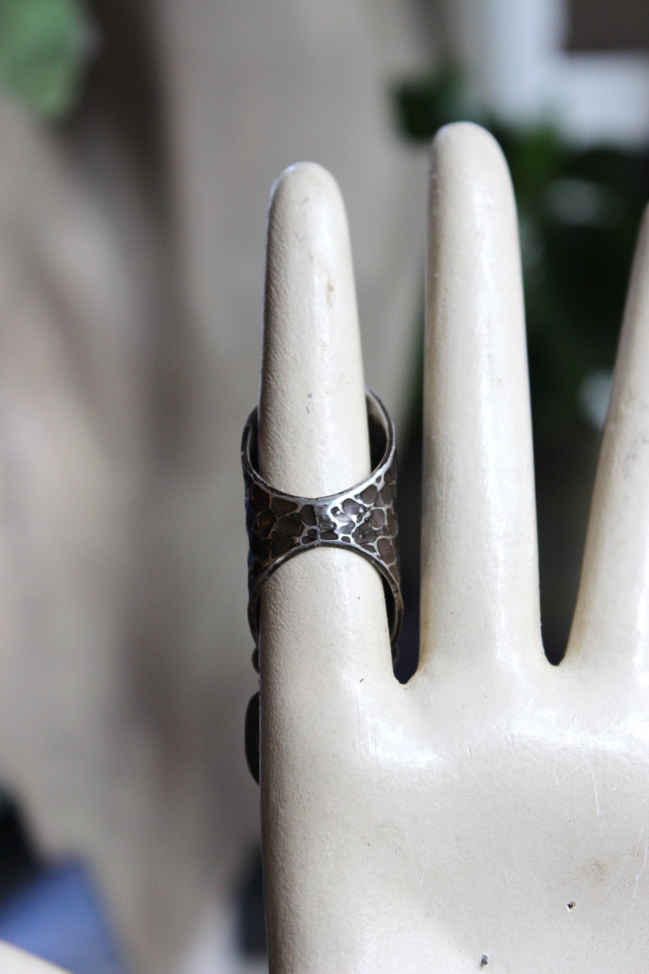 NEW! Be that with Me Ring with Long Sterling Moonscape Band, Polished Rock Quartz Crescent Moons & Star Drops,Tiny Faceted Rock Crystal Tear Drops