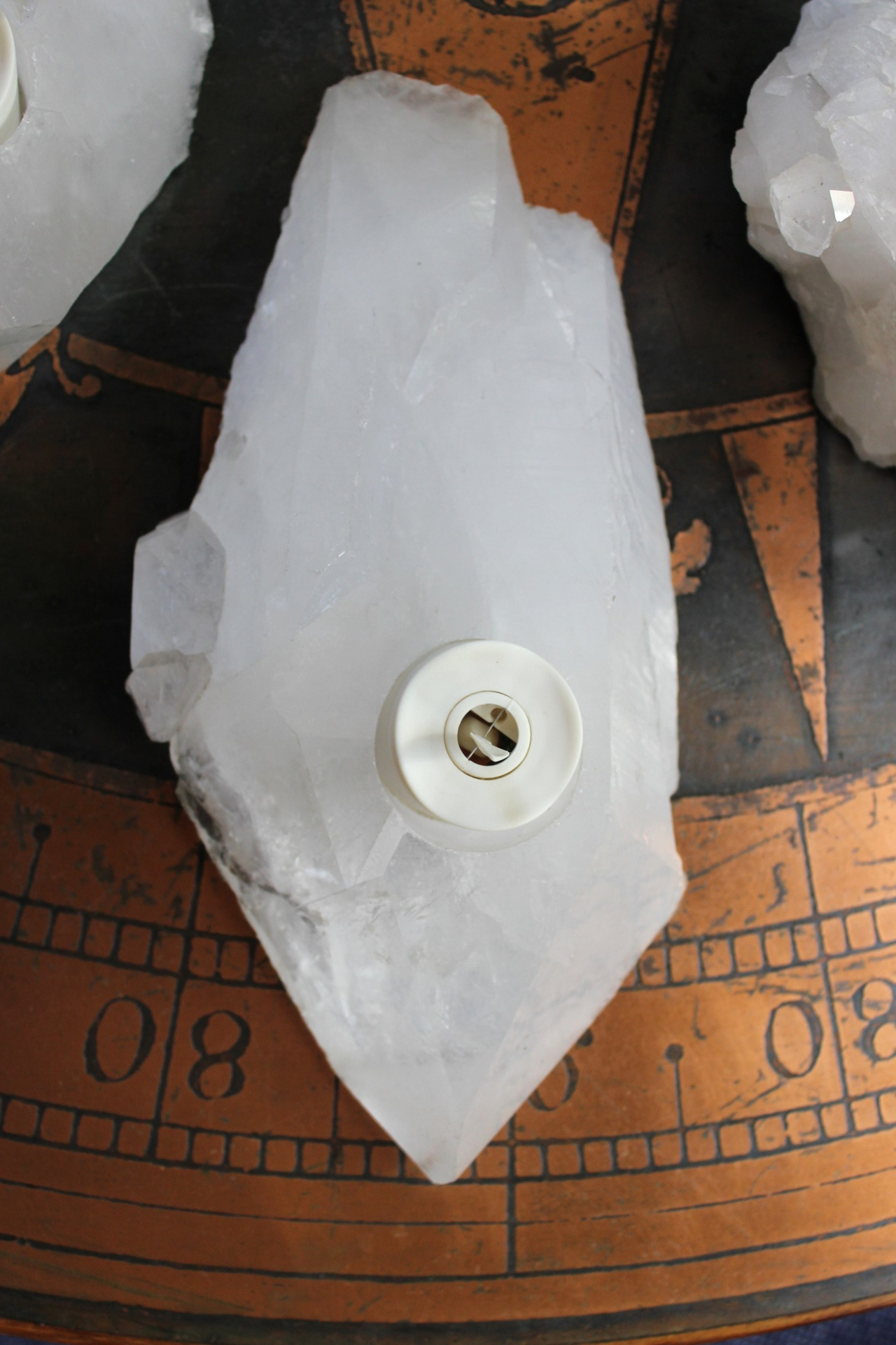 Premium Brazilian Quartz Point Candle Holders with 4 Luminara Tea Light Flameless Candles