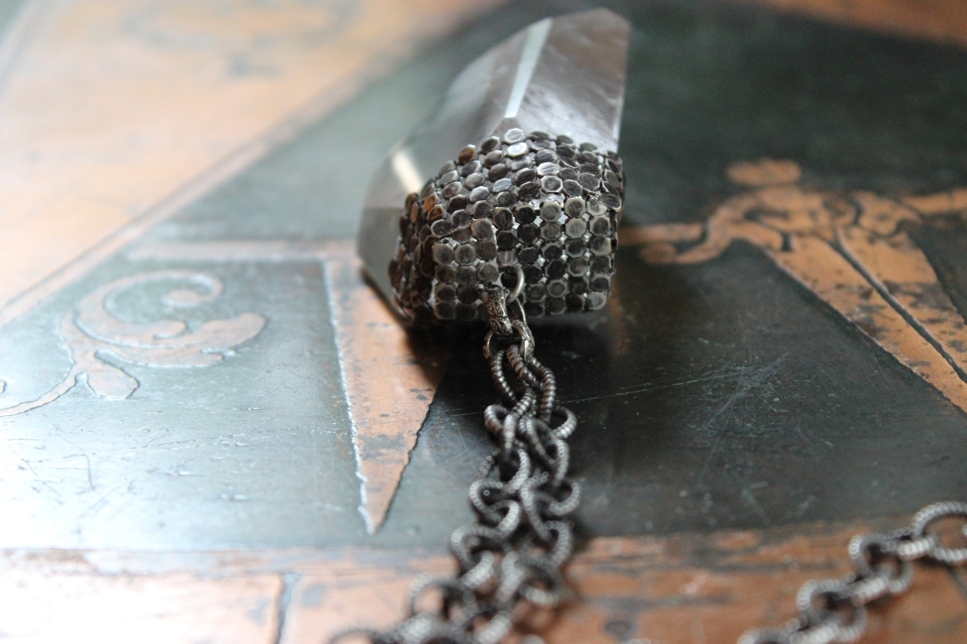 SOLD TO J Spirit Healer II Necklace with Amazing Sterling & Clear Quartz Pendant, Solid Sterling Link Chain