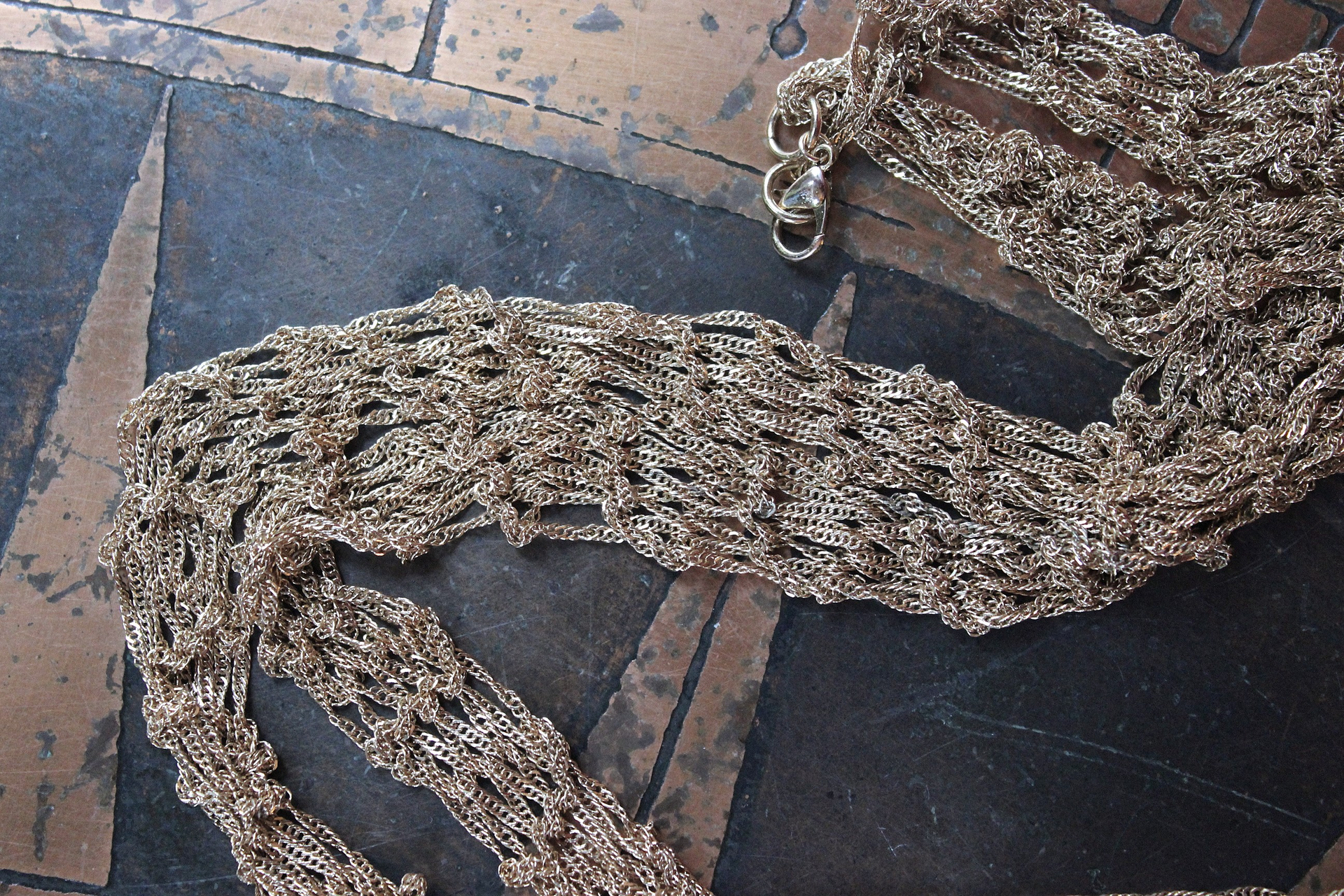 Tower of the Past Necklace with Crocheted Chain and One of a Kind Clear Rock Quartz Pendant