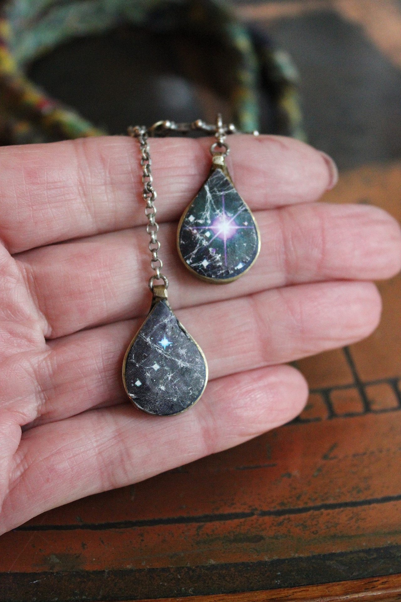 The Astonishing Light Necklace with Braided Antique Kantha Chain,Antique Faceted Pools of Light Connector, Tiny Quartz Point Vessel,Quartz Drop,Peruvian Opal Stone++