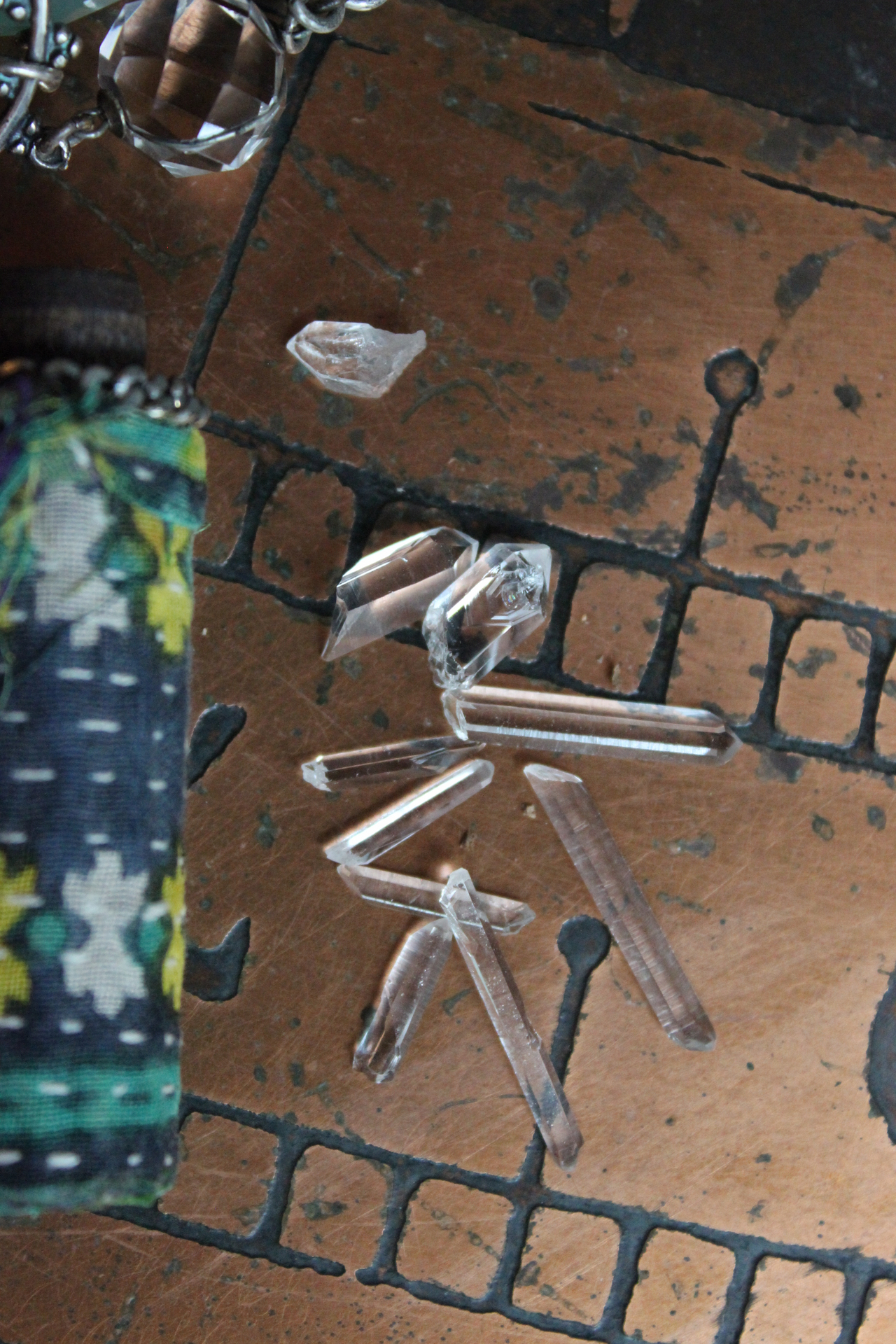 The Astonishing Light Necklace with Braided Antique Kantha Chain,Antique Faceted Pools of Light Connector, Tiny Quartz Point Vessel,Quartz Drop,Peruvian Opal Stone++