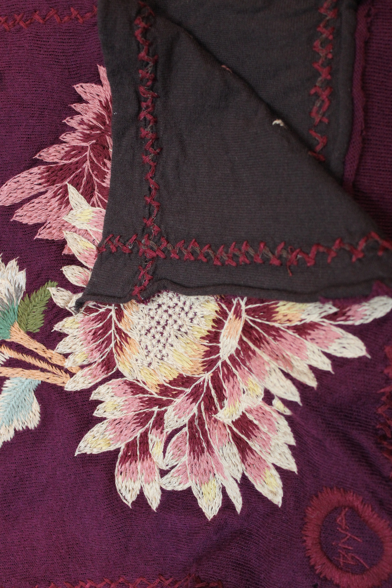 NEW! Set of 3 Biya Johnny Was Cotton Embroidered Scarf/Shawls with Shawl Pin - Versatile & Lovely!
