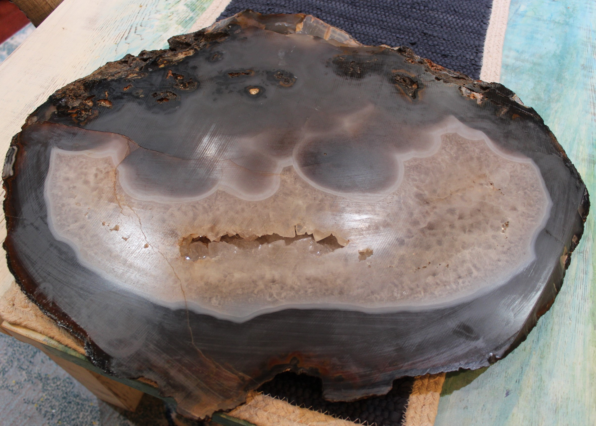 Astounding One of a Kind Massive Polished Geode Slice - perfect for a Table Top or Display!
