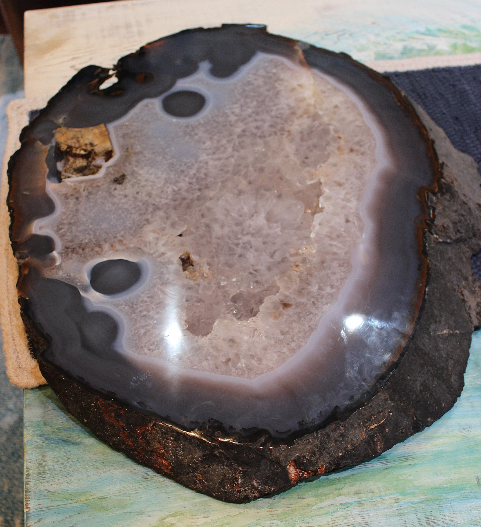 Astounding One of a Kind Massive Polished Geode Slice - perfect for a Table Top or Display!