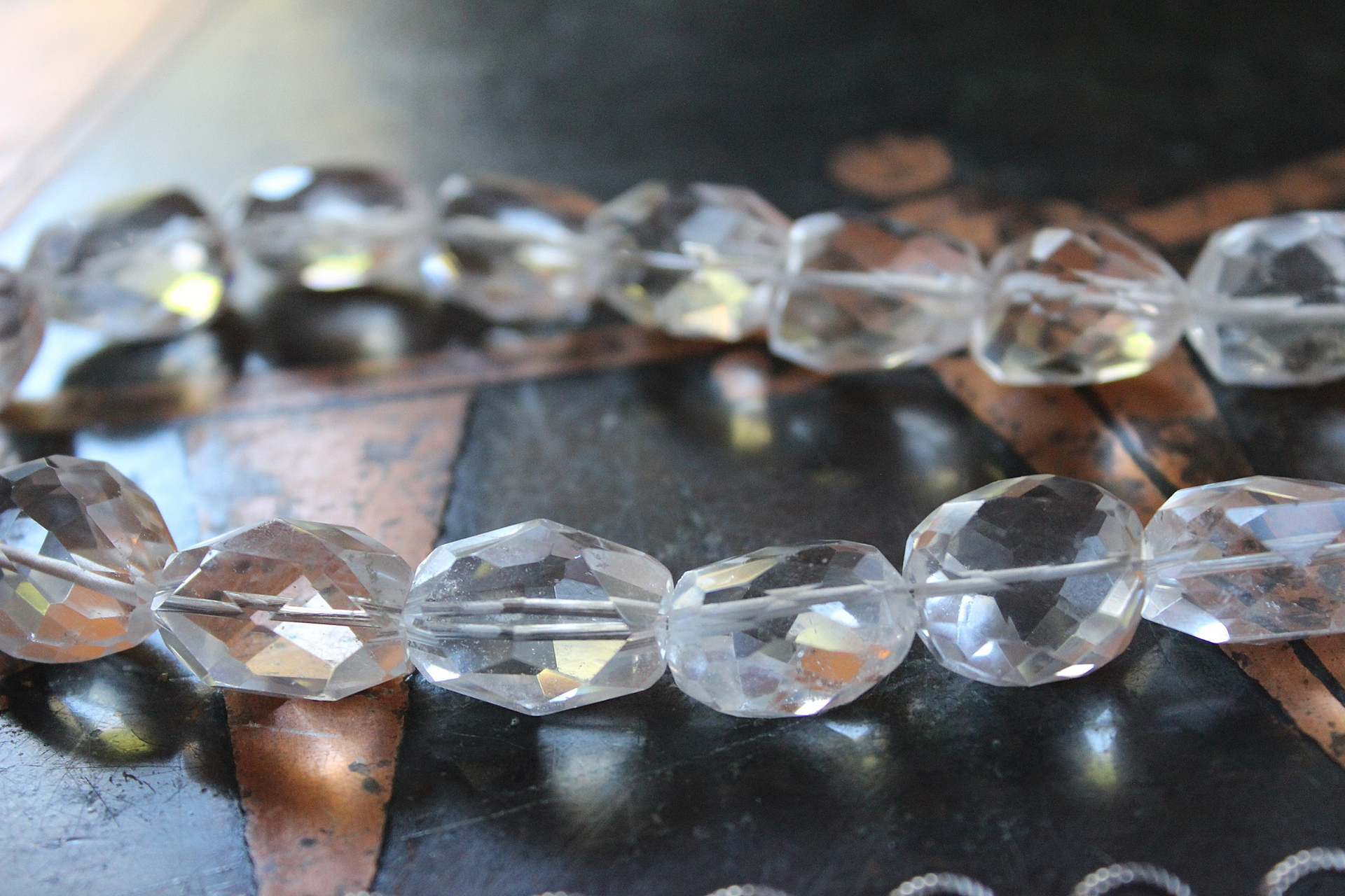SOLD to J  AAA Faceted Rock Crystal Necklace Set with Double Terminated Rock Crystal Point,Tiny Faceted Rock Crystal Briolettes,Solid Sterling Chain