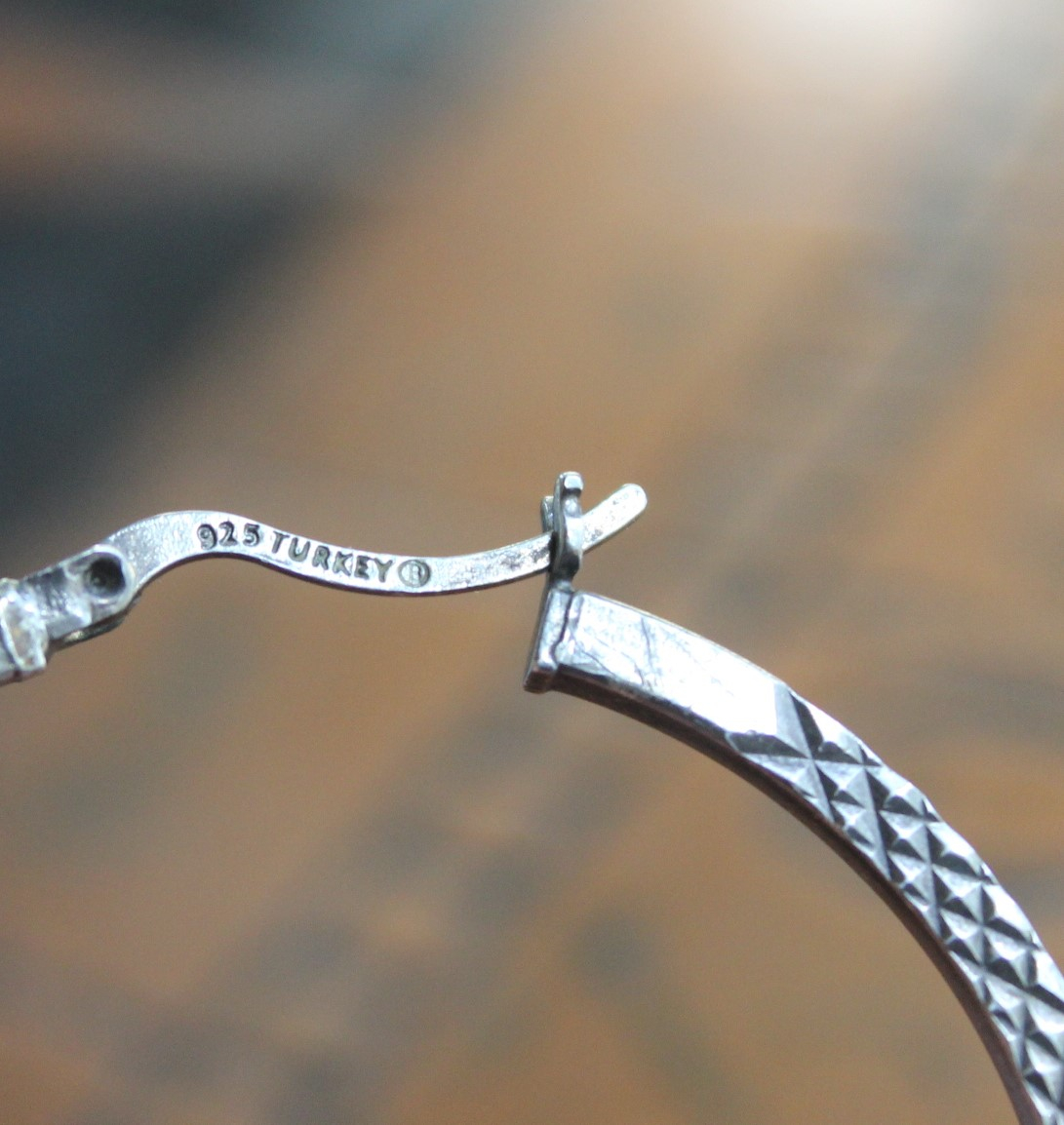 Unique Sterling 1 1/2 inch Hoop Earrings w/Engraved Hatch Design, Removable Tiny Antique Marian Medals & Sterling Bar Link Drop