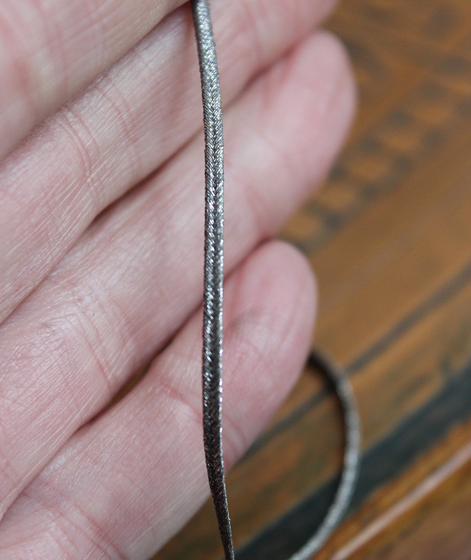 Be a Light Necklace with Unusual Antique Victorian Sterling Capped Clear Rock Quartz Findings, Sterling Capped Antique French Braided Real Metal Trim Chain