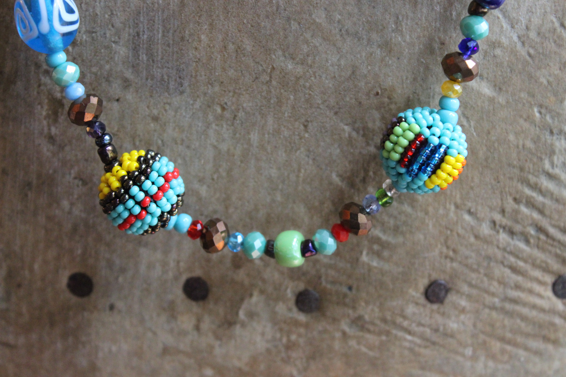 5 Piece Hand Made Seed and Glass Bead Bracelet and Necklace Set with Strong Magnetic Closures- can be connected to any desired length!